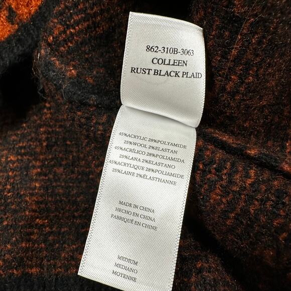 Rails Colleen Rust Black Plaid Sweater V-Neck Women's Size Medium New With Tags - Picture 8 of 10